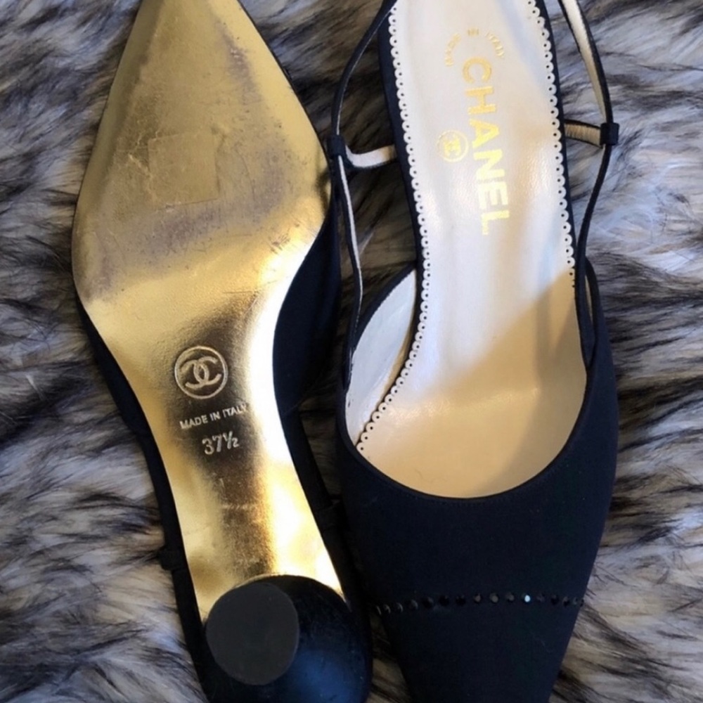 Authentic Chanel Crystal Slingback - image 4